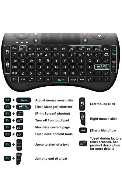 Laraheiser Premium RGB Led Işıklı Tv Televizyon Ps3 Uzaktan Mini Klavye