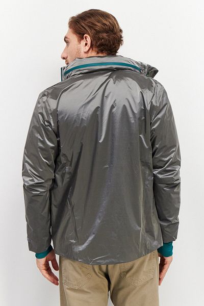 Aston Martin Men Long Sleeve Brand Logo Windbreaker Jackets, Grey Combo