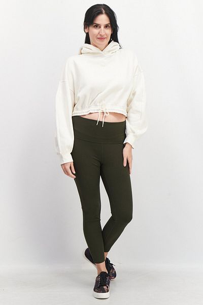 Puma Women Sportswear Fit Brand Logo Training Crop Hoody, Cream