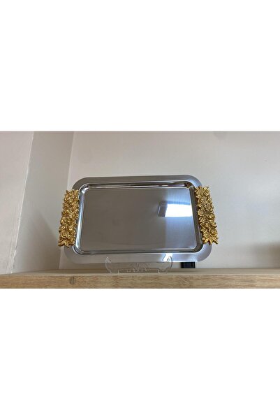 ÖZKARDEŞ Copy - 1 Single Steel Rose Model Coffee and Tea Presentation Tray 31...