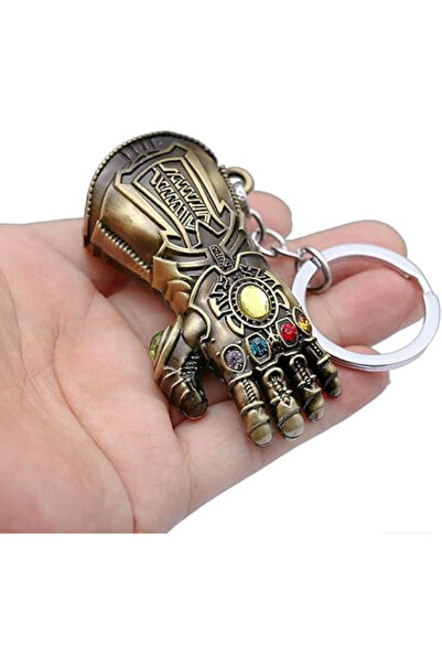 TOYFEST Thanos 3D Hand Figure Stoned Metal Keychain - Gold Color - 1 Pc