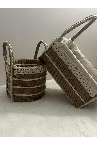 Nil Tasarım ve Hediyelik Decorative Multi-Purpose Double Kitchen Set Bread and Spoon Holder Basket