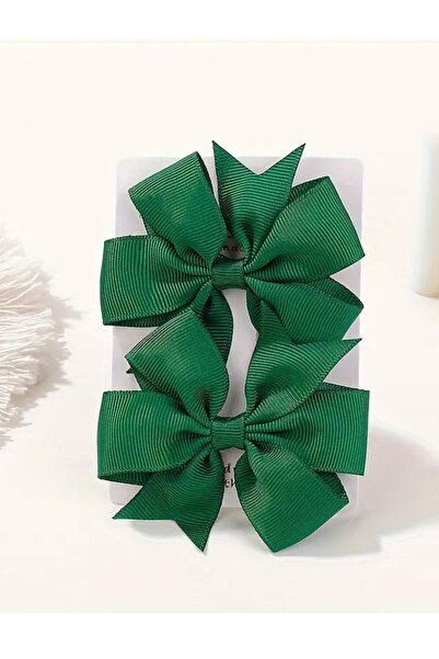 Atılgan Grp Zümrüt Yeşili Bebek Ve Çocuk Klipsli Kurdele Toka Seti - 2'li Set