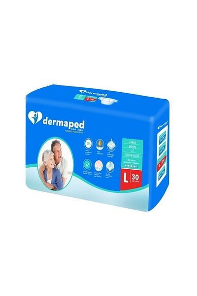 Dermaped Adult Patient Diapers with Waist Band Size L 30 Pieces (Super Absorbent)