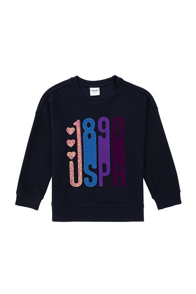U.S. Polo Assn. Girl's Navy Blue Crew Neck Sweatshirt 50290709 -Vr033