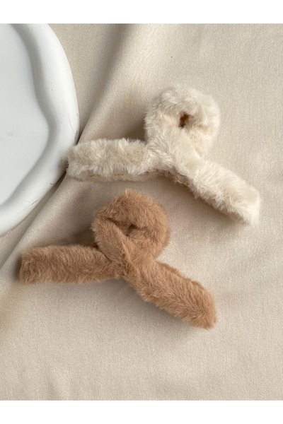 TwinsSis Store Pachet de 2 catarame de pluș crem și maro