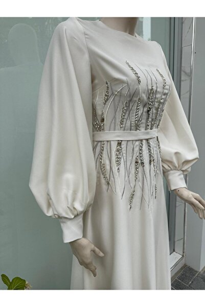 Kayra Taş İşlemeli Saten Abiye