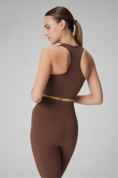 Jerf Gela Çift Katlı Kompress Sport Bra Toprak