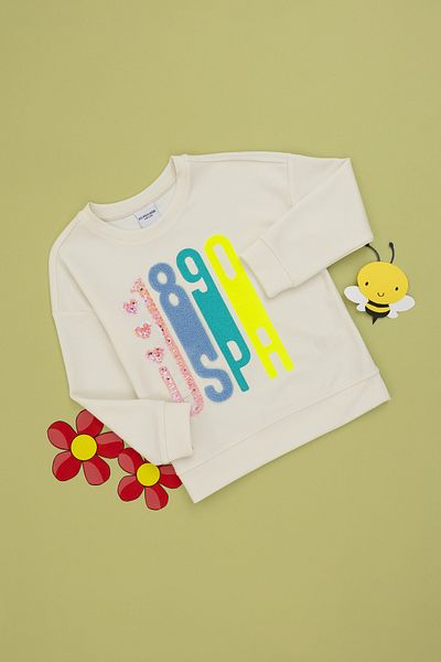 U.S. Polo Assn. Girl's Cream Crew Neck Sweatshirt 50290709 -Vr071