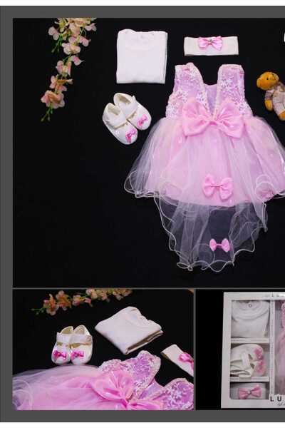 GOLD TEKSTİL فستان لحديثي الولادة باللون الوردي لحديثي الولادة في 03 أشهر