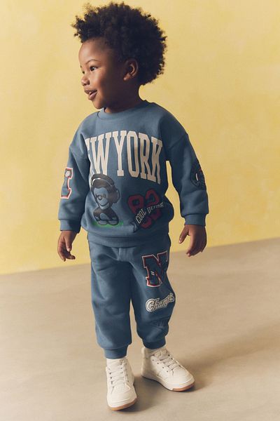 Ladin Store New Season Boy's Cotton New York εμπριμέ με 3 νήματα χωρίς ανάγλυφο σετ επάνω και κάτω