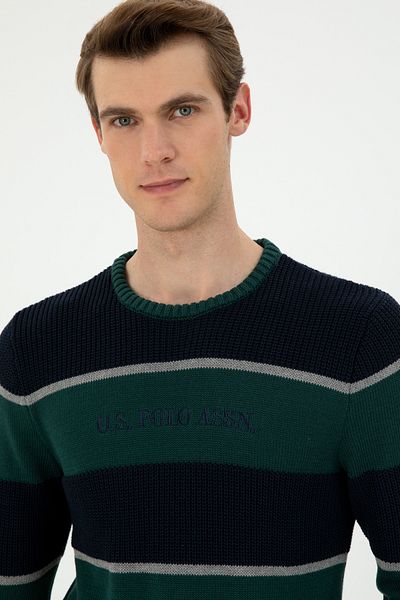U.S. Polo Assn. Pulover verde închis pentru bărbați 50292852 -VR079