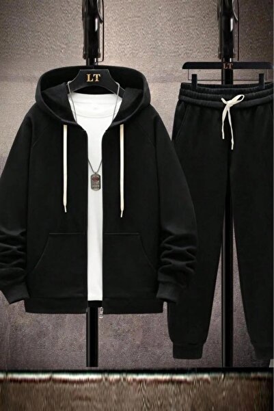 DAXİS Sportwear Company Fermuarlı Eşofman Takımı & Beyaz Tişört