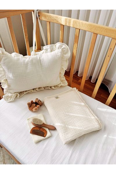 MİNT COLLECTİON Ecru Mintcollection 4 Layer Multimuslin Baby Blanket