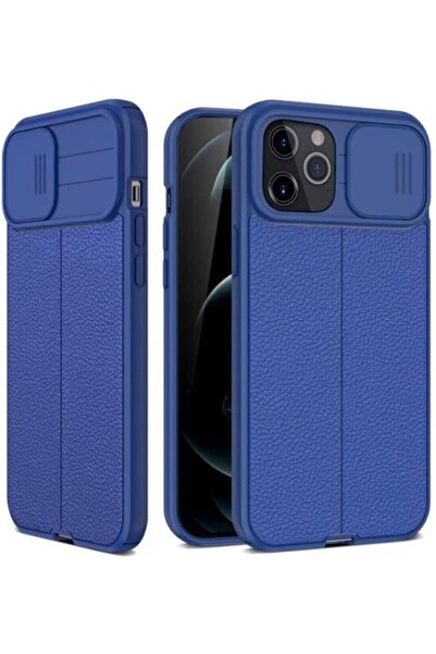 Fibaks Apple Iphone 13 Pro Uyumlu Kılıf Sürgülü Slide Kamera Korumalı Deri Görünümlü Lüks Kapak