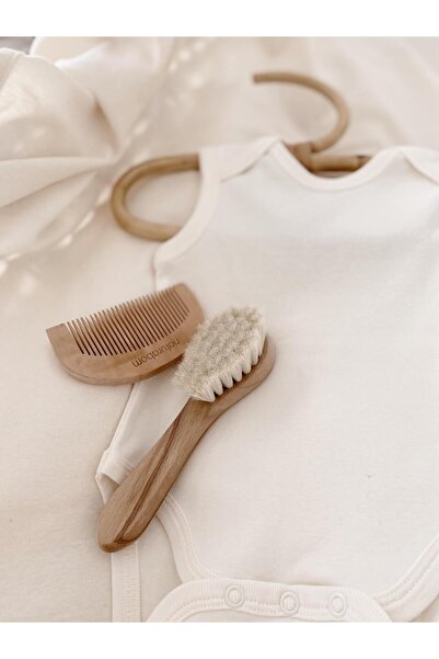 Naturaborn Organik Doğal Keçi Kılı Yumuşak Bebek Konak Saç Fırçası Ve Doğal Ş...