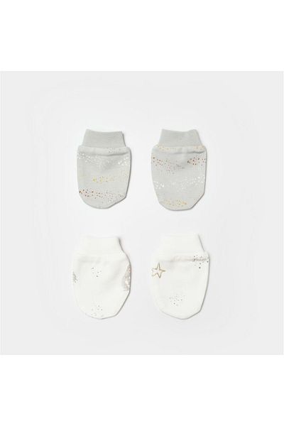 Biorganic Penguin 2-Piece Baby Gloves 72238 Ecru Gray