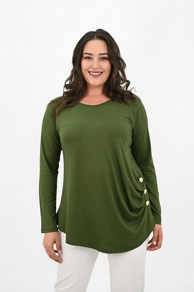 Koza Butik Γυναικεία μπλούζα με μακρυμάνικο κουμπί με λεπτομέρεια 1863-25