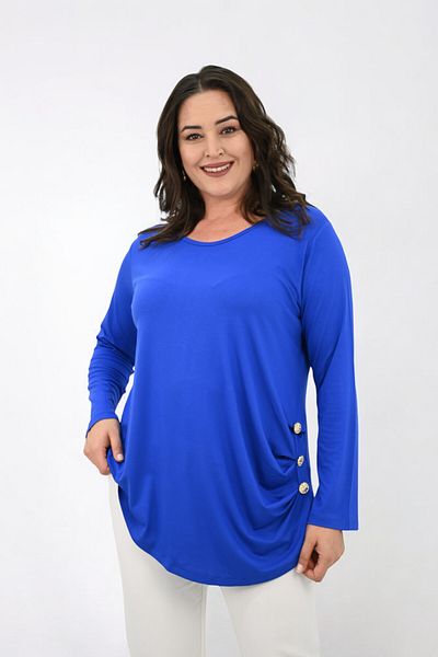 Koza Butik Women's Plus Size Long Sleeve Button Detailed Blouse 1863-25
