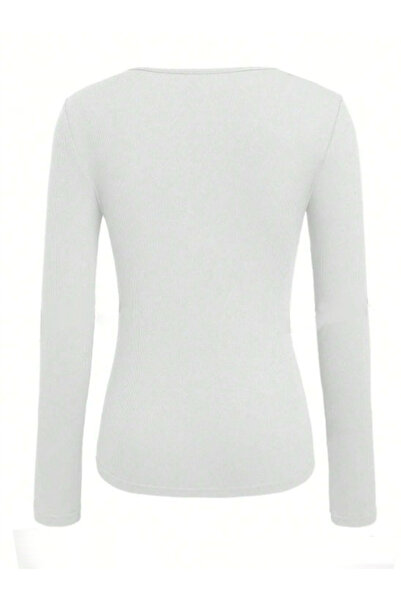 AŞAR MODA TEKSTİL Bluză neagră tricotată cu cordon - Detaliu decupat