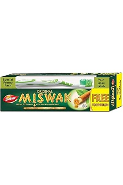 Dabur Miswak Toothpaste 190g + Toothbrush | With Pure Al Arak Extracts | Healthy Gums & Fresh Breath