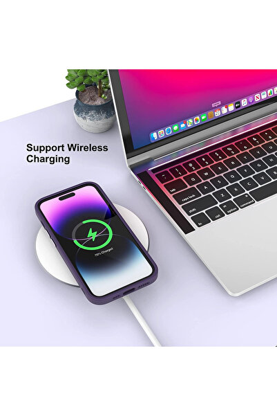 Fibaks İphone 15 Pro Max Uyumlu Kılıf Kamera Çıkıntılı Magsafe Destekli Kenarı Renkli Hassas Butonlu Kapak