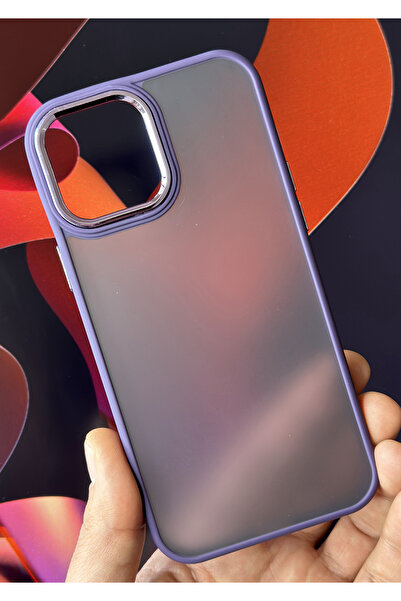 Fibaks İphone 13 Pro Max Uyumlu Kılıf Metal Çerçeve Hassas Butonlu Renkli Buzlu Şeffaf Transparan Kapak