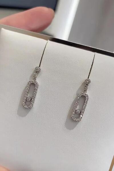 New Obsessions Mess Move Uno Zirkon Taşlı Sallantılı Gümüş Kaplama Küpe