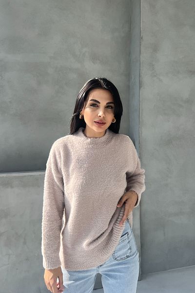 Seda Yalçın Atelier Pulover din tricotaje moale cu barbă bej