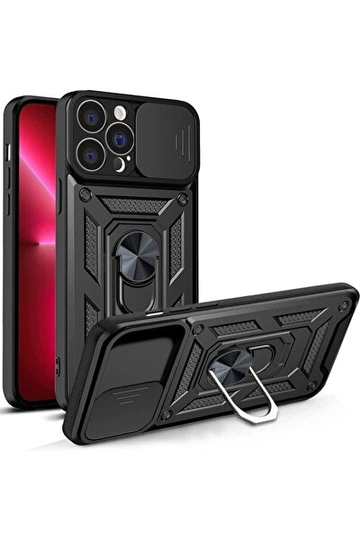 Fibaks حافظة متوافقة مع هاتف آيفون 14 برو ماكس، حافظة دائرية مدرعة عسكرية مع حامل حلقي لحماية الخزان من السيليكون