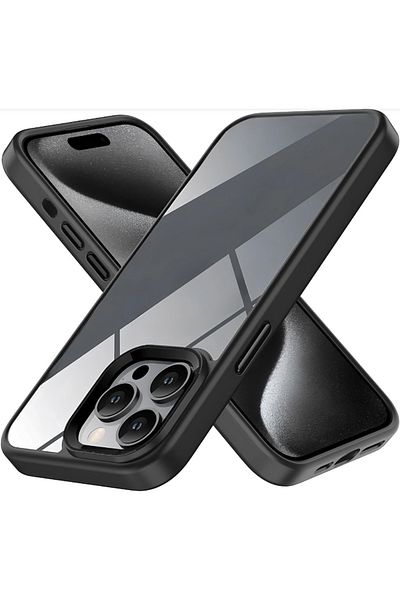 Fibaks حافظة متوافقة مع هاتف Apple Iphone 14 Pro Max، ذات حواف لامعة وشفافة من الخلف، وغطاء ملون بزر دقيق.