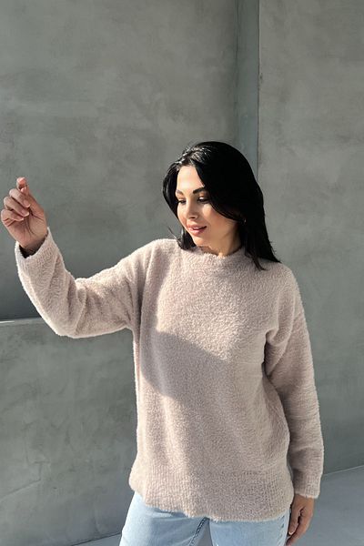Seda Yalçın Atelier Pulover din tricotaje moale cu barbă bej