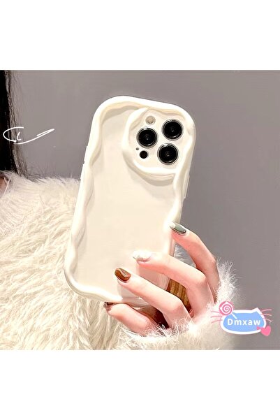 MİRAZ TASARIM حافظة آيفون 14 بروماكس بلون إكرو بحافة مموجة