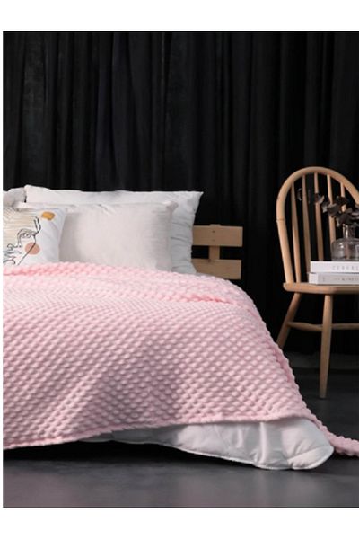 MİNK Lacasa 1078 Model Luxury Mink Pink Blanket - 200X240 Both Bedspread