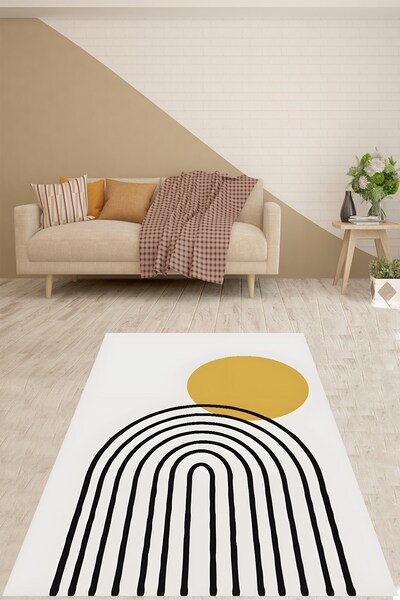 on the clouds Bohem Tarz Minimal Estetik Geometrik Yıkanabilir Kaymaz Taban L...