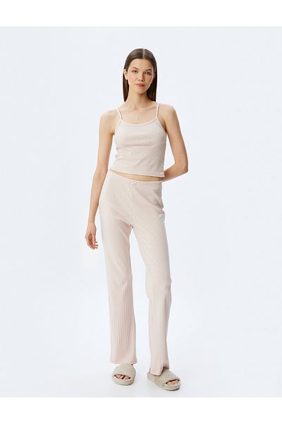 Koton Top de pijama cu bretele crop tricotate din bumbac