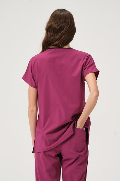 Pratik Medikal Lycra Scrubs Cherry Bat Sleeve Doctor Nurse Jersey Team