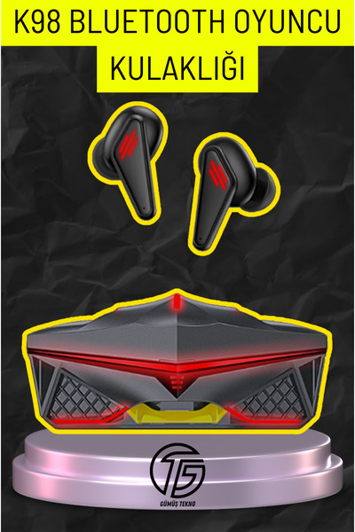 QÜMÜŞ K-98 Bulutut Kulaklık Oyuncu Kulaklık Ultra Bass Uzun Şarj Çift Mikrofo...