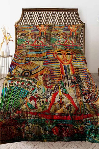 3D ELSE HALI Ethnic Egyptian Hittite Patterned Double Quilted Quilt Pillowcase