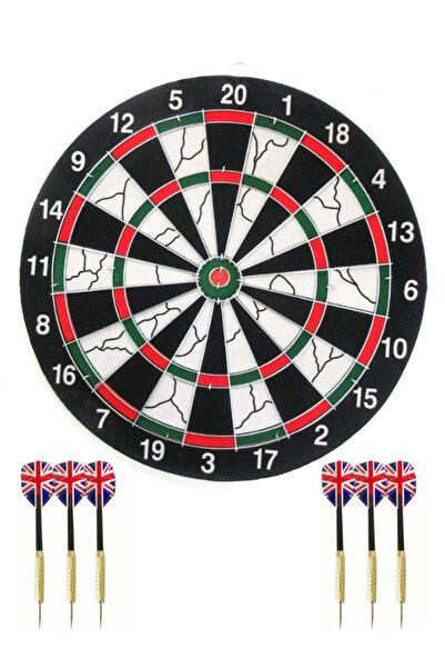 Janissary 18inç Premium Dart Tahtası Seti, 6 Metal Dart ile Çift Taraflı, Ulu...