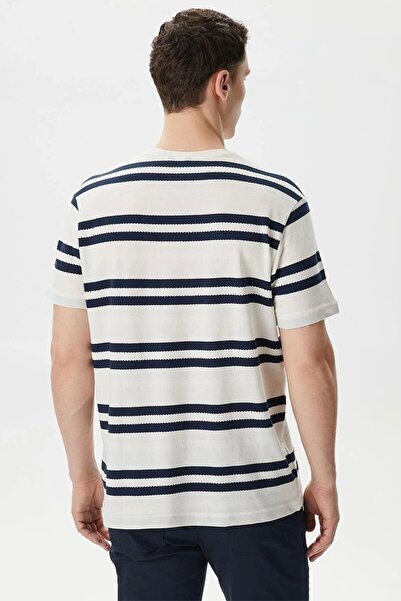 Nautica Ανδρικό μπλουζάκι Nautica Λευκό Standard Fit με κοντό μανίκι ριγέ