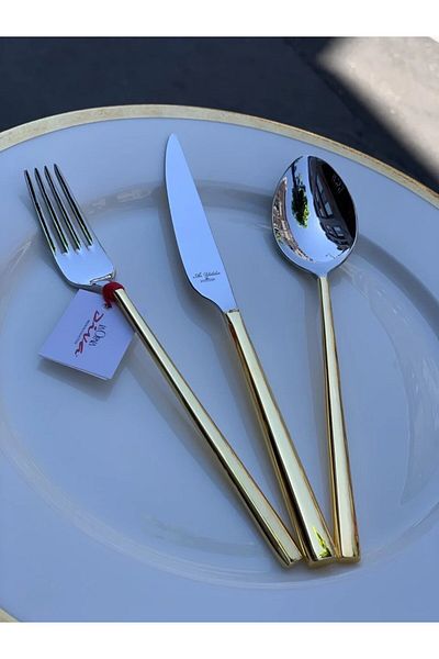 Aryıldız De Luxe Half Gold 84 Piece Fork Spoon Knife Set
