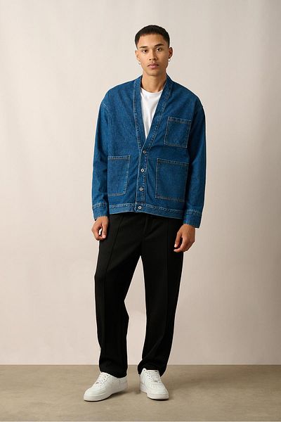 Rocqerx R-2456 Jachetă din denim lavabilă cu nasturi