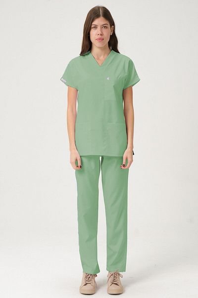 Pratik Medikal Lycra Scrubs Green Bat Sleeve Doctor Nurse Jersey Team