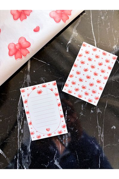 Hayal.kirtasiyesi Bow Note Card 20 Pieces 10X7 cm Double Directions Thank You Card, Gift Card, Christmas Gift Card