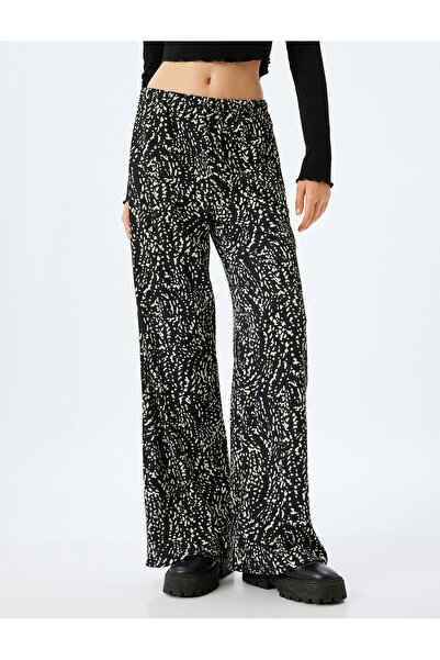 Koton Dokulu Beli Lastikli Desenli Yüksek Bel Bol Paça Pantolon
