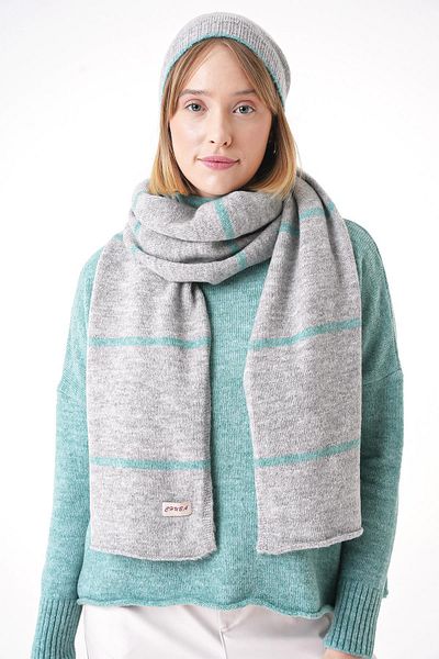 CHUBA Gray Striped Soft Button Women's Beret Set - 25W5001