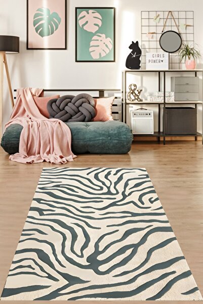 on the clouds Kalın Dalga Çizgili Bohem Tarz Yıkanabilir Kaymaz Taban Leke Tutmaz Salon Halısı Yoluk