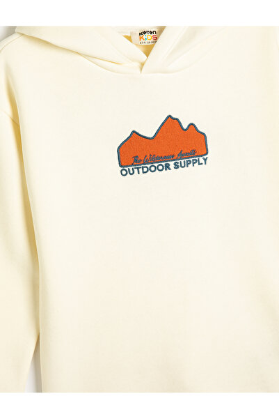 Koton Uzun Kollu Kapşonlu Sweatshirt Baskı Detaylı Şardonlu