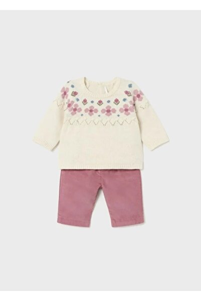 MAYORAL Newborn Girl Floral Knitted Sweater and Cord Set 2519